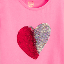                             Tričko s krátkým rukávem s flitry Srdce -růžové                        
