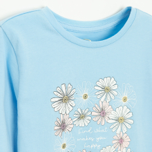                             Tričko s dlouhým rukávem s květinami -modré                        