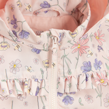                             Jarní bunda s kapucí s květinovým potiskem -světle růžová                        