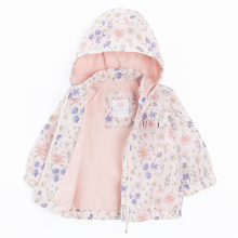                             Jarní bunda s kapucí s květinovým potiskem -světle růžová                        