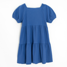                             Jednobarevné šaty s krátkým rukávem -modré                        