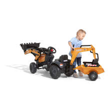                             Traktor šlapací Case Constraction 580 Super N oranžový s přední i zadní lžící a valníkem                        