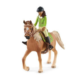 schleich® Horse Club 42542 Černovláska Sarah s pohyblivými klouby na koni