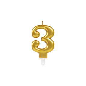 Narozeninová svíčka zlatá 3 /výška 9,3 cm/