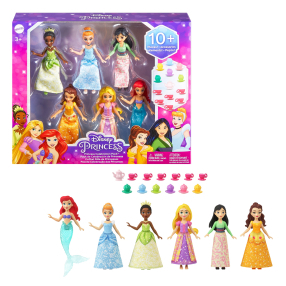 Disney princezny sada 6ks malých panenek na čajovém dýchánku