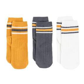 Ponožky 3 ks- oranžová, bílá, šedá