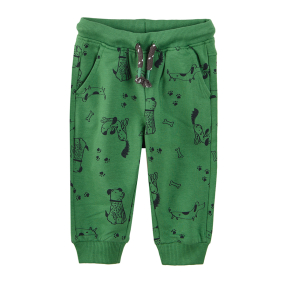 Sportovní kalhoty s pejsky- zelené