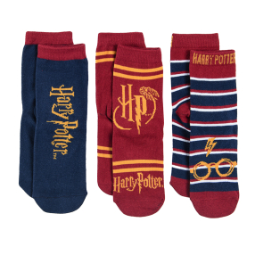 Ponožky Harry Potter 3 ks- modrá, červená, žlutá