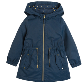 Přechodový kabát s kapucí- námořnicky modrý