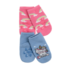 Protiskluzové ponožky 2 ks- růžová, modrá