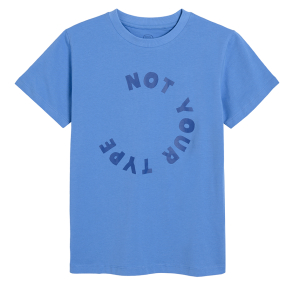 Balvněné tričko s krátkým rukávem a nápisem- modré