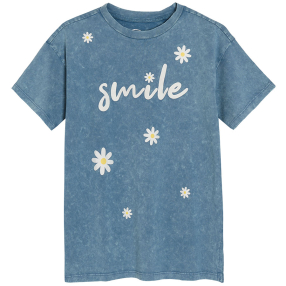 Tričko s krátkým rukávem a nápisem- světle modré