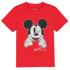 Tričko s krátkým rukávem Mickey Mouse- červené