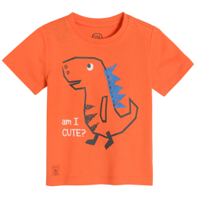 Tričko krátký rukáv s dinosaurem- oranžové