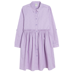 Košilové šaty s dlouhým rukávem- fialové