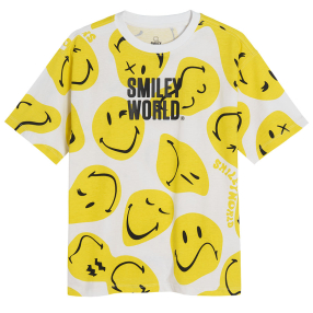 Bavlněné tričko s krátkým rukávem Smiley World- bílé