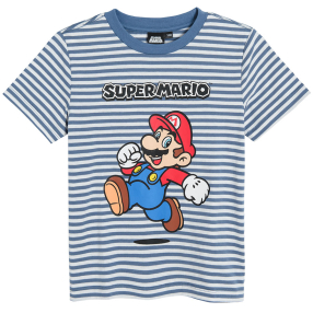 Pruhované tričko s krátkým rukávem Mario- modré