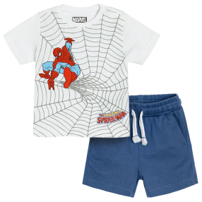 Set trička s krátkým rukávem a šortek Spiderman- bílá, modrá