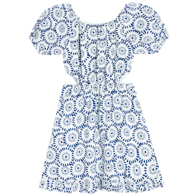 Dívčí šaty s průstřihy a krátkým rukávem- modré
