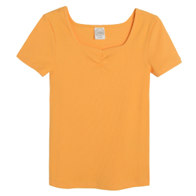 Žebrované tričko s krátkým rukávem- oranžové