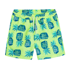 Plavecké šortky s ananasy UV 50- neonově žluté