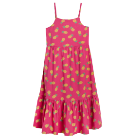 Dívčí šaty se špagetovými ramínky a ananasovým potiskem- růžové