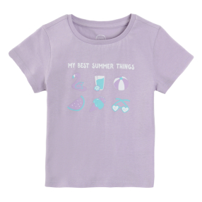 Tričko s krátkým rukávem a potiskem- fialové