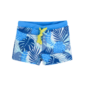 Plavecké šortky s potiskem tropických listů- modré
