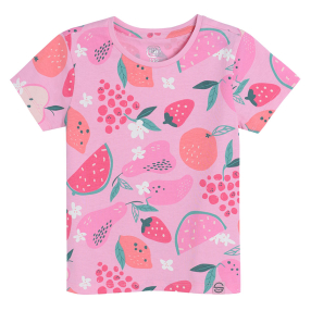 Tričko s krátkým rukávem a potiskem- růžové
