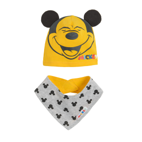 Set čepice a šátku Mickey Mouse- žlutý