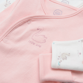 Novorozenecká košilka s labutí 2 ks- bílá, růžová