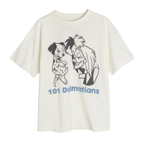 Tričko s krátkým rukávem a potiskem 101 dalmatinů- bílé