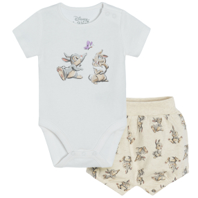 Novorozenecký set body s krátkým rukávem a šortek Disney- bílá, béžová