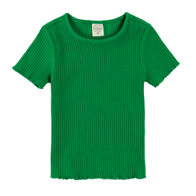Žebrované tričko s krátkým rukávem- zelené