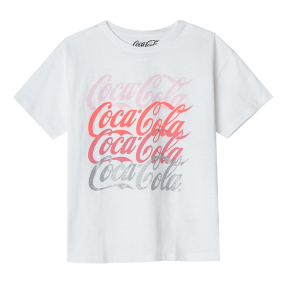 Tričko s krátkým rukávem a potiskem Coca Cola- bílé