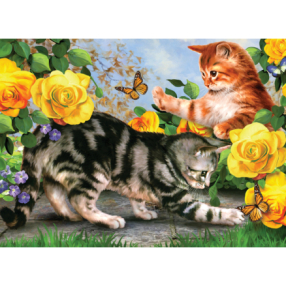 Malování velké Royal Koťata na zahradě