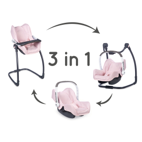 Autosedačka a židlička 3v1 MC&Q pro panenky světle růžová