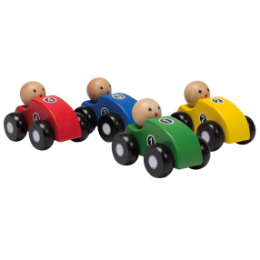 Dřevěná závodní autíčka 4 barvy