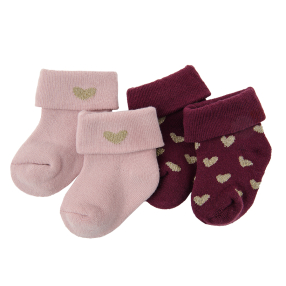 Ponožky se srdíčky 2 ks- růžové
