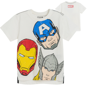 Tričko s krátkým rukávem a potiskem Marvel- bílé