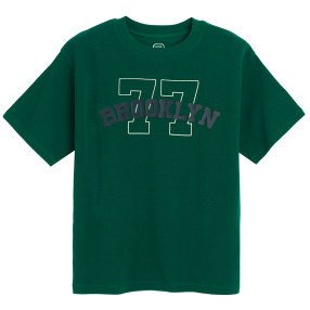 Tričko s krátkým rukávem a nápisem- tmavě zelené