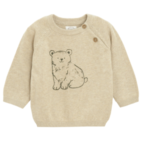 Novorozenecký svetr s medvídkem- béžový