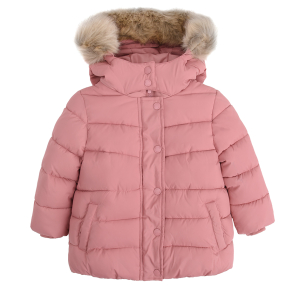Prošívaná zimní bunda s kapucí- růžová
