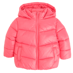 Metalická zimní bunda s kapucí- růžová