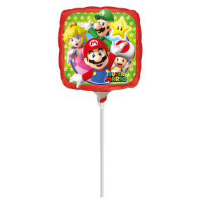 Foliový balónek na tyčce - kulatý - Super Mario