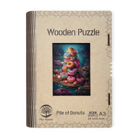 Wooden puzzle Pile of Donuts A3