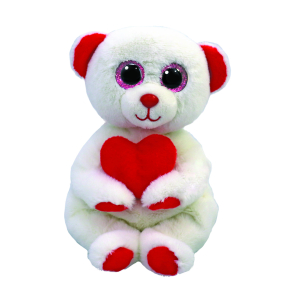 Ty Beanie Bellies Desi 15 cm - bílý medvěd se srdcem 