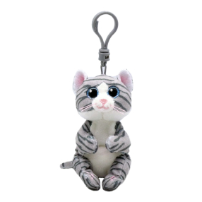 Ty Beanie Bellies Mitzi 8,5 cm - šedá mourovatá kočka - klip