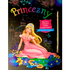 Princezny - úžasná škrábací knížka a omalovánky