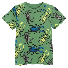 Tričko s krátkým rukávem s brouky a pavouky -zelené